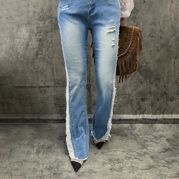 Denim - SOLD Light Blue Distressed Bootcut Jeans